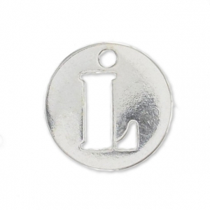 Breloque ronde lettre L - 8.5 mm en Argent 925 x1
