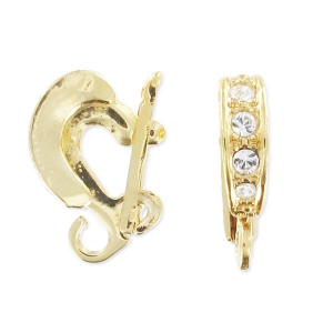Attache pendentif strassé à clipser 11 mm doré