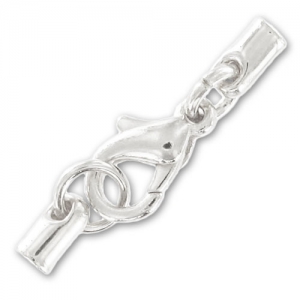 Fermoir mousqueton 10 mm attache cordon 2 mm Placage argent fin x1