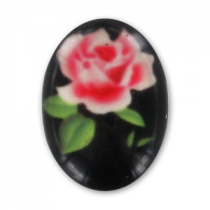 Cabochon fleuri 18x13 mm Jet x1
