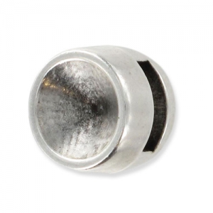 Poussoir porte cabochon 8 mm pour lacet 5 mm Placage Argent fin vieilli x1
