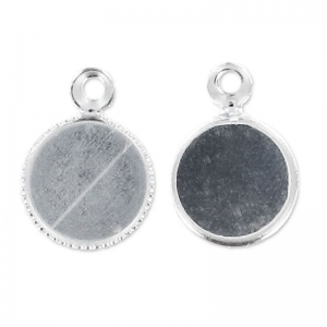 Serti pendentif pour cabochon fond plat 6 mm argenté HQ x1