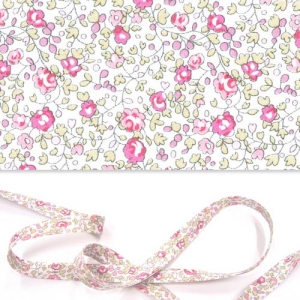 Biais en tissu Liberty - Eloïse - Rose/Vert x1m