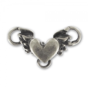 Intercalaire coeur 3 anneaux 11x19 mm argenté vieilli x1