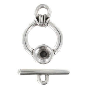 Fermoir T porte cabochon 1122 8 mm Placage Argent fin vieilli x1