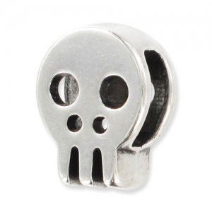 Poussoir tête de mort 12,5x10 mm Placage Argent fin vieilli x1
