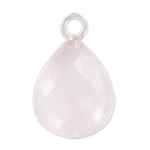 Pendentif goutte facettée 13x10 mm Argent 925/Quartz Rose x1