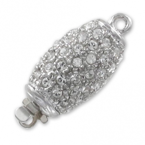 Fermoir olive 21x9 mm Strass Crystal plaqué rhodium x1