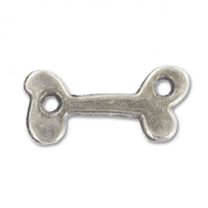 Intercalaire os 2 trous 20 mm Placage Argent fin vieilli x1