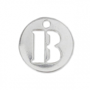 Breloque ronde lettre B - 8.5 mm en Argent 925 x1