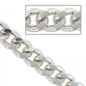 Chaîne en aluminium maille gourmette  9x13 mm rhodié x1m