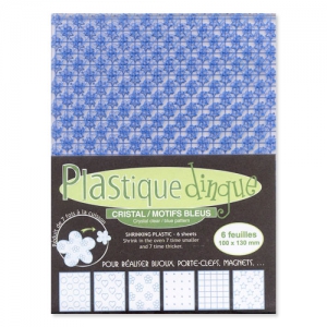 Plastique dingue 130x100 mm Cristal motifs Bleu x6 feuilles