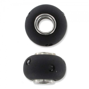 Perle strass Polaris à gros trou 14 mm Jet  x1