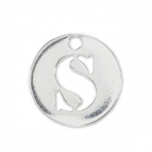 Breloque ronde lettre S - 8.5 mm en Argent 925 x1