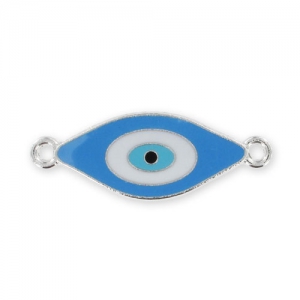 Intercalaire oeil porte bonheur résine 38 mm rhodié/Aqua