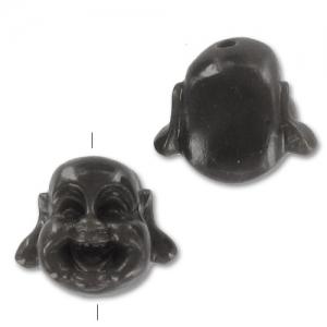 Tête de Bouddha 12 mm Noir x1