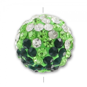 Ronde plasticine strass 12 mm Crystal/Peridot/Emerald x1