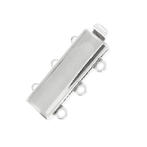 Fermoir 3 rangs  9x20 mm rhodié