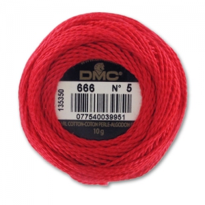 Coton perlé DMC  n°5 Rouge (666) x45m