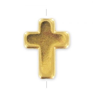 Perle Croix 16x12 mm Doré à l'or fin x1