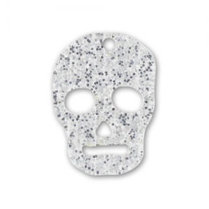 Pendentif Tête de mort 23 mm Argenté pailleté x1