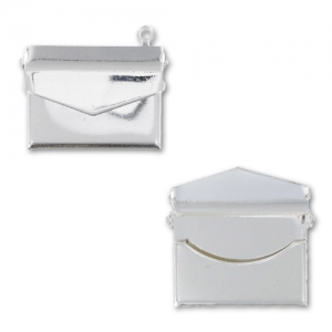 Pendentif enveloppe à ouvrir 18x21,5 mm argenté x1