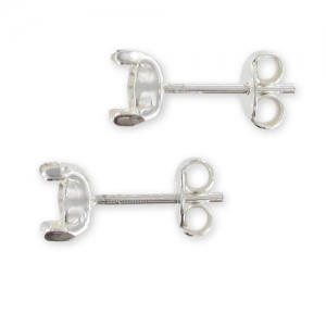 Clous d'oreilles porte-cabochon 6 mm sans anneau Argent 925 x2