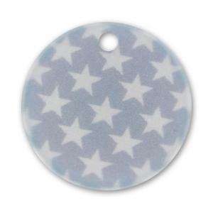 Sequin imprimé 20 mm étoiles Gris/Blanc x1