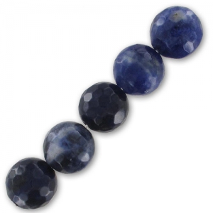 Perles Rondes facettées 10 mm en pierre gemme Sodalite x5