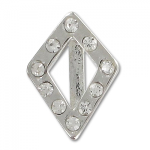 Poussoir losange strassé pour lacet 10 mm  rhodié x1