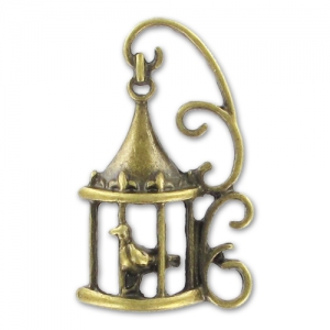 Cage à oiseau volutes 35 mm bronze x1