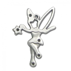 Pendentif fée 32 mm Placage Argent fin vieilli x1
