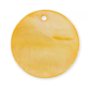 Sequin rond Nacre 30 mm Jaune Orangé x1