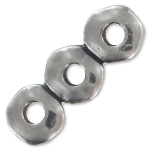 Intercalaires 3 rangs rondelles irrégulières 18x2.2 mm rhodié x5