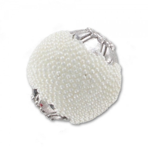 Perle ronde incrustée de perles avec coupelles 15 mm Crème x1