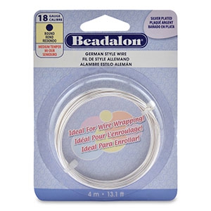 Fil de cuivre rond 1.02 mm- German Style Wire - Argenté x4m