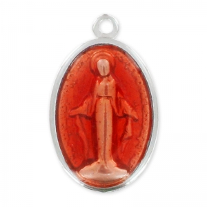 Médaille résine époxy Vierge 25 mm Orange x1