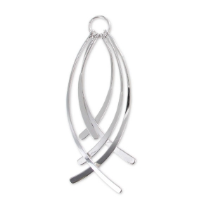 Pendentif breloques courbées 78 mm rhodié