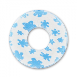 Donuts Millefiori 22 mm Crystal fleurs Aquamarine x1