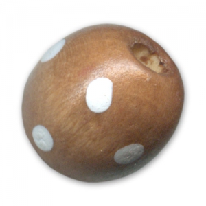 Perle ronde en bois 16 mm Marron à pois x1