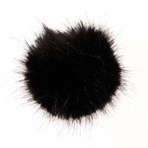 Pompon fourrure synthétique 10 cm Noir x1