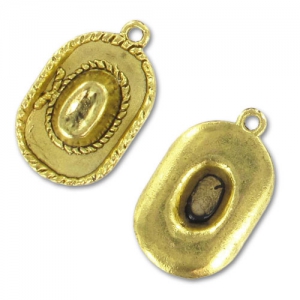 Breloque chapeau Cow-boy 22 mm doré vieilli x1