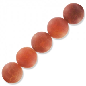 Perles rondes 14 mm Agate de feu Cracked  x1