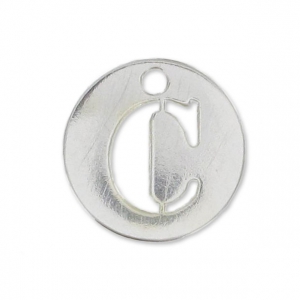 Breloque ronde lettre C - 8.5 mm en Argent 925 x1