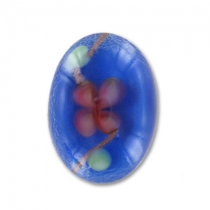 Cabochon ovale fleuri feuille d'argent  18x13 mm Sapphire x1