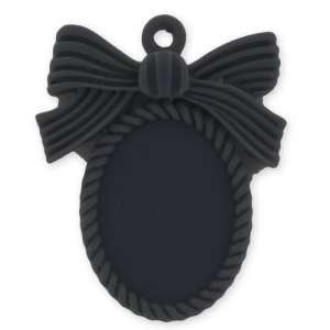 Médaillon noeud pour cabochon 25x18 mm Noir x1
