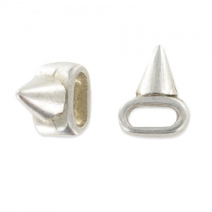 Poussoir spike pour lacet 5 mm argenté vieilli x1