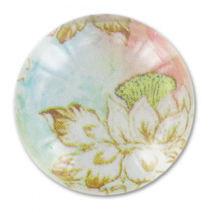 Cabochon plat décoré 20 mm Fleurs Pastel x1