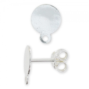 Clous d'oreilles plateau avec anneau 8 mm en Argent 925 x2
