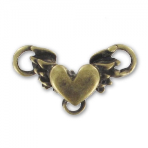 Intercalaire coeur 3 anneaux 11x19 mm bronze x1